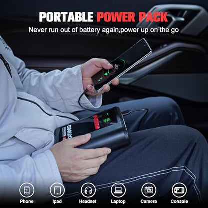 GOOLOO A2 Jump Starter with Air Compressor (2000A & 150 PSI) - 12V Vehicle | Supersafe Battery Jumper Starter Portable - Jump Box- Auto-Shutoff Tire Inflator - LED Light - For Up to 8L Gas/6L Diesel