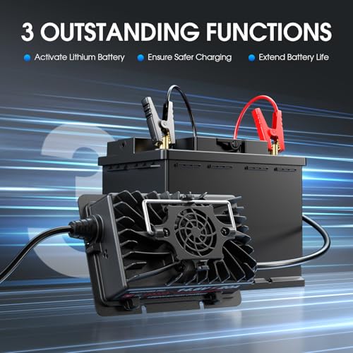 14.6 Volt LiFePO4 Battery Charger, 12V 20A Lithium Battery Charger Maintainer with Anderson Connector LED Indicator, Handle Design for Cars, Golf Carts, UAV, Fishing Boat, RV and Deep Cycle Batteries