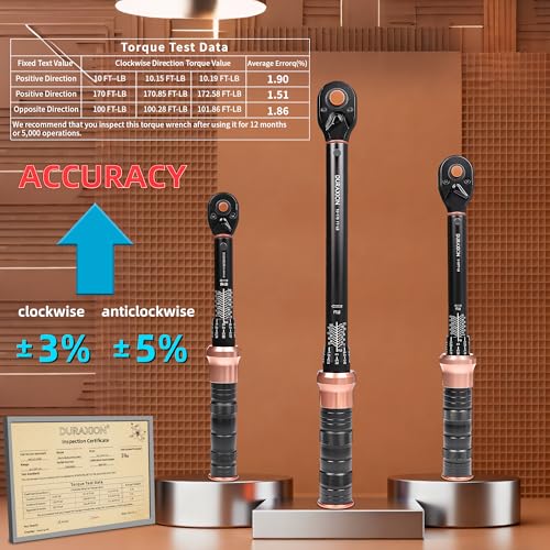 Torque Wrench Set 1/4 3/8 1/2-Inch Drive 20-240in.lb 5-50&10-170ft.lb | Dual Range Scales ±3% Precision 72 tooth Dual-direction Torque Wrenches for Bike Motorcycle Car and Truck Maintenance - size: 【1/4 3/8 1/2-Inch DR.20-240IN.LB,5-50,10-170FT.LB】