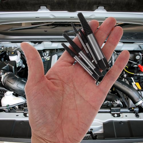 INOOMP Screw Extractor Set for Removing Broken Stripped Damaged Screws Carbon Steel 5pcs Bolt Extractor Kit with Versatile Applications for Automotive Repair