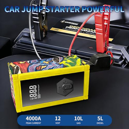 Portable Car Battery Jump Starter with Air Compressor, 8000A Jump Pack for 9.0L Gas/8.0L Diesel, 150PSI Tire Inflator Air Pump, 12V Jump Box Power Pack Booster with LED Light for Emergency - size: Enhanced Version
