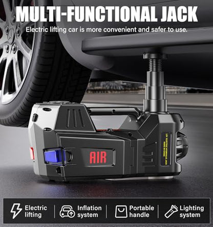 5 Ton Electric Hydraulic Car Jack Kit 12V Lift Range 17.7 Inch with Impact Wrench & Tire Inflator, Heavy Duty Floor Jack for SUV Truck Sedan, Portable Auto Lifting Tool for Emergency Tire Change