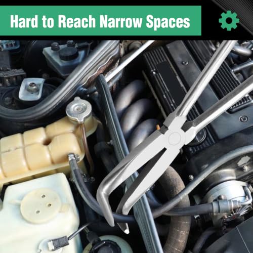 SPEEDWOX Long Reach Bent Nose Pliers 11 Inches 45 Degree Intermeshed Teeth Precision Fine Pliers for Hard to Reach Narrow Spaces High Leverage Reduce Efforts Non-slip Handle - style: 45°Bent Nose Pliers