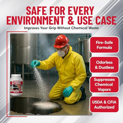 SHURFOOT 6lb Non-Slip Oil Absorbent - Provides Ice Traction & Vapor Suppression - Spill Control for Blood, Water & Oils - USDA Approved - Floor Dry Absorbent Odorless - Fire-Safe & Dustless - size: 6 LB