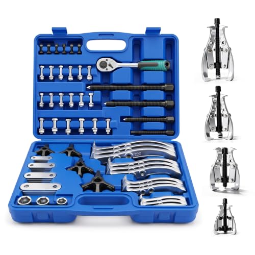 INCENDIOS 3" 4" 6" 8" Gear Puller Set, 2/3 Jaw Convertible Bearing Puller Kit, Reversible Jaws | Heavy Duty Cr-V Steel, Internal/External Removal Tool for Pulley, Gear, Flywheel, Bearing, Includes Ratchet Wrench