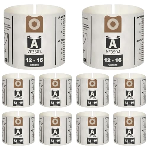 SpaceTent 10 Pack VF3502 Shop Vac Bags Size A compatible with RIDGID 12-16 Gallon Wet/Dry Vacuums, Part# 23743, Average Performance Dust Filter Bags - size: 10PK, style: Average Performance