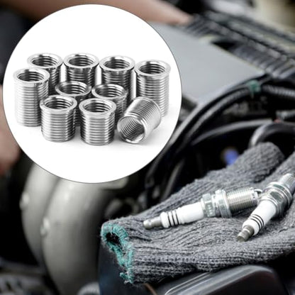 Spark Plug Thread Repair kit, M10x1.0 Bolt M12x1.0 Tap Stainless Steel Repair kit for Automotive Engine Cylinder Head Rethreaded Kit Repairs Tools(Color:Silver) - color: silver
