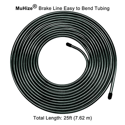 MuHize Brake Line Tubing Kit 3/16 inch 25 Feet with 16 Flare Fittings - Rust-Proof PVF Coated Steel Roll Flexible Tubing for Cars, Trucks, SUV - Compatible with Ford, GM, Honda, Toyota Vehicles - color: Black