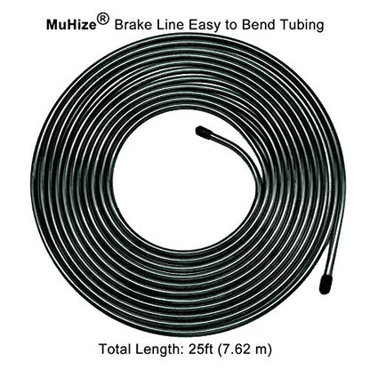 MuHize Brake Line Tubing Kit 1/4 inch 25 Ft. with 16 Fittings - Rust-Proof PVF Coated Steel Roll - Flexible Fuel & Transmission Line for Cars, Trucks, SUV - Fits Ford, Chevy, Dodge, Honda - color: PVF