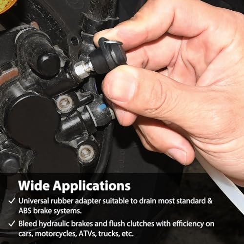 FIRSTINFO Patented 33 oz Vacuum Brake Bleeder, Hands-Free Operation | Pneumatic operation • Lever valve design • Universal rubber adapter • 59 in hose • Brake/clutch service • Made in Taiwan - size: 1L