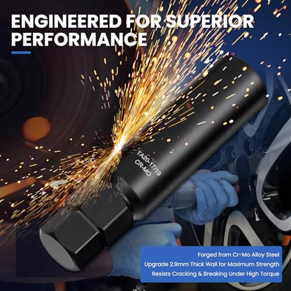 10 Spline Lug Nut Key Set, Thick Wall Spline Socket Set for Wheel Lug Nuts Removal, TA20-17/19, TA20-19/21, TA23-21/22,CR-MO (3 Piece Set) - size: 3PCS Spline Lug Nut Socket Set