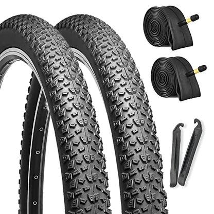 Hycline 2-Pack Mountain Bike Tires Set: 20/24/26/27.5-inch Folding Replacement High-Performance Wear-Resistant Bicycle Tires and Pair Inner Tubes with Tire Levers for MTB Off-Road Bike - color: 27.5x2.125-30TPI