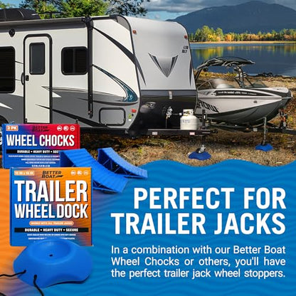 Trailer Wheel Chocks with Rope and Wheel Dock, for Boat Trailers, Travel Campers, RV Accessories, Travel Trailers, and All Trailer Tires - style: Wheel Dock