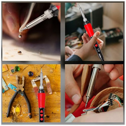 Soldering Iron Kit, 60W Digital LED Display Solder Pen, 5-in-1 Fast Heating with Solder Wire, Flux Rosin Paste, Mini Stand, Sponge for Electronics Repair Hobby DIY 120V US Plug from Plusivo - color: Digital Soldering Iron Kit 7