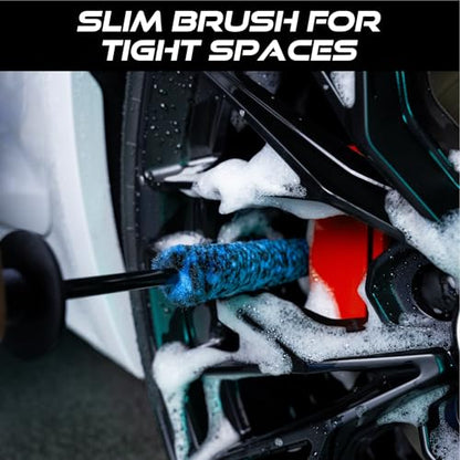 VIKING Wheel Barrel Brush Set, Cleaning Brush for Wheels and Car Detailing Kit, Includes Slim and Regular Diameters, 16 Inch Length, Teal, 2 Pack - style: 2 Pack