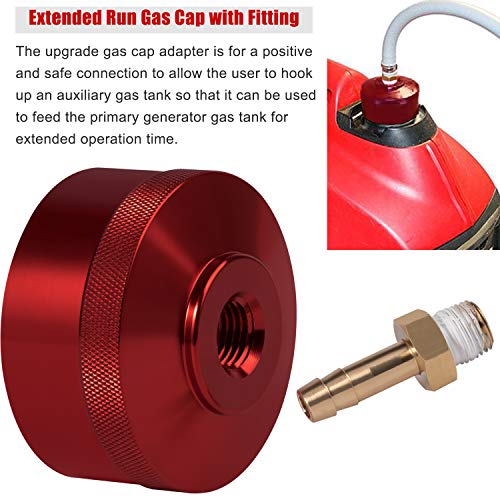 Upgrade Extended Run Fuel Gas Cap, Mess Free Oil Change Funnel & Magnetic Oil Dipstick Aluminum for Honda EU1000i EU2000i EU3000i Handi Generators | Red | 4 PACK