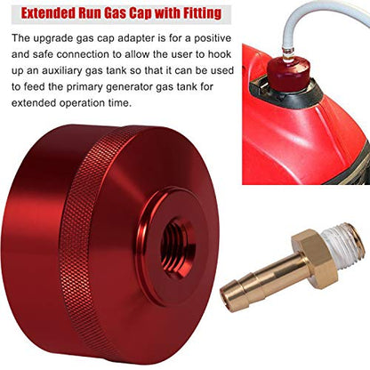 Upgrade Extended Run Fuel Gas Cap, Mess Free Oil Change Funnel & Magnetic Oil Dipstick Aluminum for Honda EU1000i EU2000i EU3000i Handi Generators | Red | 4 PACK