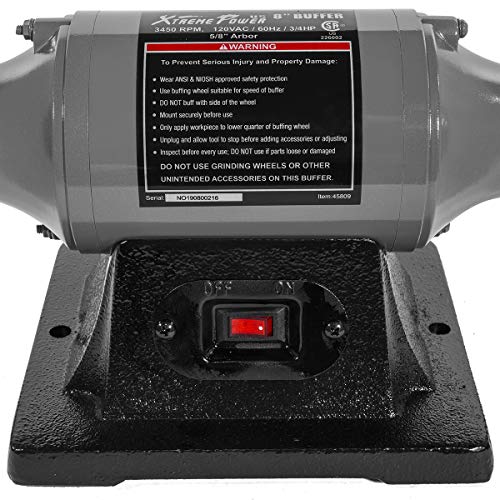 XtremepowerUS 8" Bench Polishing Buffer Machine, 3/4 HP Heavy-Duty Buffer Grinder, Dual Wheel Metal Polisher for Steel, Aluminum, Brass, Chrome, Automotive & Jewelry Polishing - size: 8" Buffer Grinder