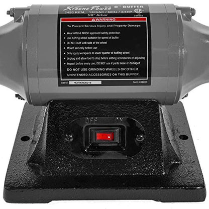 XtremepowerUS 8" Bench Polishing Buffer Machine, 3/4 HP Heavy-Duty Buffer Grinder, Dual Wheel Metal Polisher for Steel, Aluminum, Brass, Chrome, Automotive & Jewelry Polishing - size: 8" Buffer Grinder