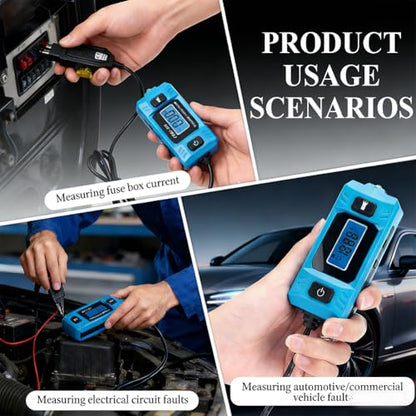 Automotive Circuit Fault Probe Tester - 20A 48V-High-Precision Current Tester, 2-in-1 Wire Tracer Short Finder, Built-in Front Light, Automotive Electrical Circuit Diagnostic Tool