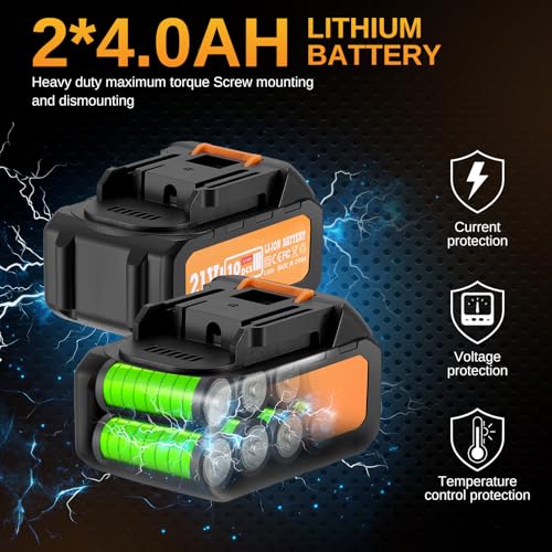 This Hill 3/4" Cordless Impact Wrench 1328 ft-lb, 21V Brushless lmpact Gun | 1800Nm, High Torque Power Impact Driver for Agricultural Machinery Truck, 2 x 4.0Ah Battery, 3-Speed Modes, Auto-Stop Reverse