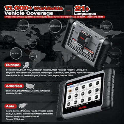 2026 Autel Scanner MaxiCOM MK808BT PRO, V2.0 Bidirectional Diagnostic Scan Tool as MK900BT, 33ft BT of MK900 MX900 MK808S MX808S, 3000+ Active Test, 28+ Reset, Injector Coding, All Systems, FCA, OS 11