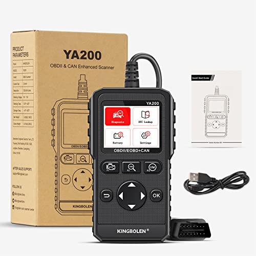 KINGBOLEN YA200 OBD2 Scanner, Car OBD2 Code Reader Check Engine Light, Car Scanner OBDII Full Functions with Voltage Test OBD2 Scanner Diagnostic Tool for All OBDII CAN Protocol Cars Since 1996 | Car Scanner OBDII Full Functions with Voltage Test OBD2 Sca