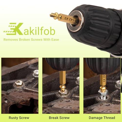 13 Pieces Easy Out Screw Extractor Set and Left-Hand Drill Bit Set, Stripped Screw Extractor Set for Removing Damaged Screws, Broken Bolts, Studs - size: 13 Pieces
