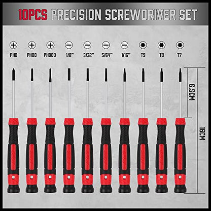 11-Piece Precision Screwdriver Set - Magnetic Mini Screwdrivers for Eyeglasses, Watches, Computers, Laptops, Phones - Phillips, Slotted, Torx, Non-Slip Handle, Portable Storage Bag Included - style: 11 PCS Precision (Electronics)