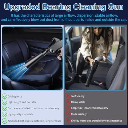 Detailing Car Cleaning Gun Interior Dryer Air Blow Gun, High Pressure Blower Gun with 5 Pcs Brushes for Auto Carpet Seats Dashboard Console Cleaning