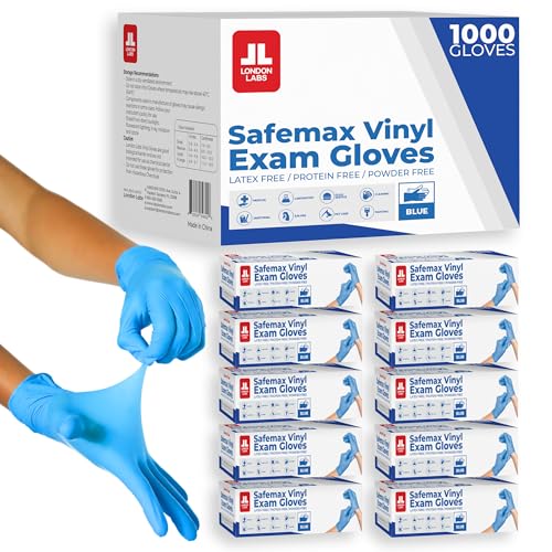 London Labs Synthetic Vinyl Exam Gloves Powder-Free, Latex-Free, Disposable, Ultra-strong, Food Safe, Healthcare, Cleaning - size: Large, style: 1000 Count