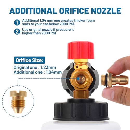 DUSICHIN Foam Cannon Snow Foam Car Washer 4000 PSI Pressure, Wide Neck Adjustable Nozzle 1L Container Additional 1.04mm Orifice Nozzle Soap Cannon for Sprayer Gun DUS2401