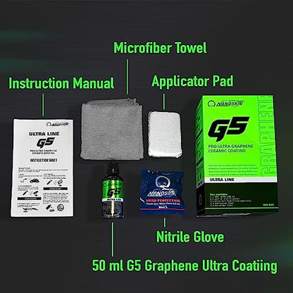 Nanoskin Ultra Line G5 Ultra Graphene Ceramic Coating – Durable Ceramic Paint Coating for Car Detailing | Apply After Car Wash, Clay Bar, Car Polisher | For Cars, Trucks, Boats, RV, Motorcycles & More