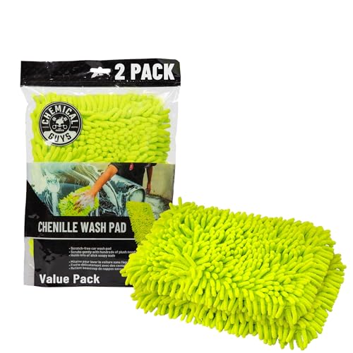 Chemical Guys, Chenille Plush Microfiber Wash Pad, Scratch-Free, 2 Pack | Extra-plush chenille pads hold thick suds and trap grit for gentle, scratch-free contact washing, two pack