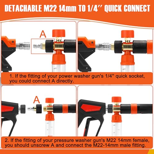 RIDGE WASHER Mini Foam Cannon Gun with Dual Connector, 100 ML | No Dilution Required, 1/4" Quick Connect, 4000 PSI - size: 100 ML