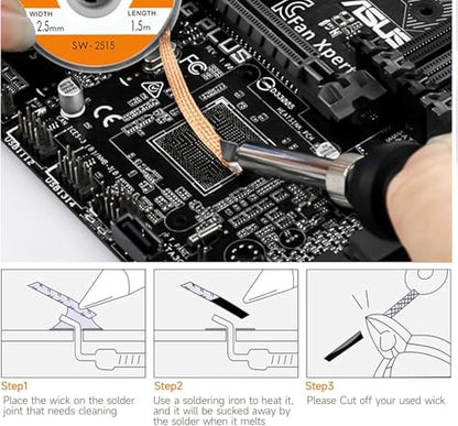TOWOT Soldering Iron Kit, Electronic Soldering Iron 60W Adjustable Temperature, Deoldering Pump, Tin Wire, Solder Wick, Tweezers, Soldering Iron Tips Set, Soldering Iron Stand, Wire Strippers - style: Set D