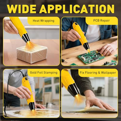 haisstronica Mini Heat Gun 350W, 2 Temp Settings 482°F/752°F (250°C/400°C), Hot Air Tool with Metal Stand & Nozzle Guard, 110V Corded Heat Shrink Gun for Shrink Tubing, Crafts, Embossing, Vinyl Wrap