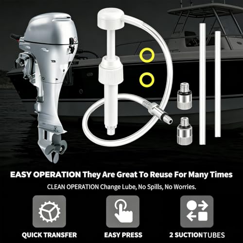 Boat Lower Unit Gear Lube Oil Pump Compatible with Mercury Yamaha Honda Suzuki Evinrude Marine Outboard and MerCruiser OMC Outdrive | Lower Unit Gear Lube Oil Pump Kit With Metal Swivel Adapters fits Mercury Evinrude Honda Outboards and MerCruiser OMC