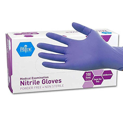 MedPride Powder-Free Nitrile Exam Gloves, Iris Blue, Medium, Box/100 - size: Medium (Pack of 100)