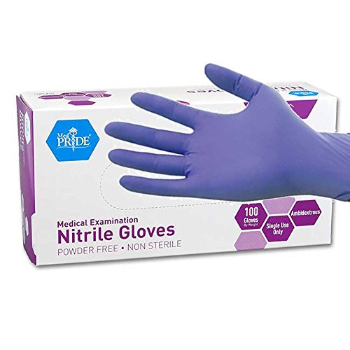 MedPride Powder-Free Nitrile Exam Gloves, Iris Blue, Medium, Box/100 - size: Medium (Pack of 100)