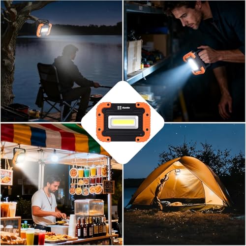 KunHe 15 Pack Rechargeable LED Work Light 500LM Portable Light with Magnetic Base 2 Light Modes 1800mAh Battery IPX4 Flood Light for Car Repair Job Site - style: 15 PACK Rechargeable Version