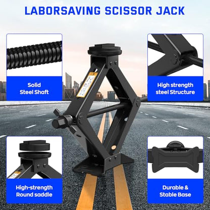 Car Jack Kit for BMW & MINI, 2.5 Ton Scissor Jack for BMW Vehicle with 2PCS Jack Pad, Portable Tire Changing Kit Compatible with B-M-W 1-3-5-7 Series, X-Series