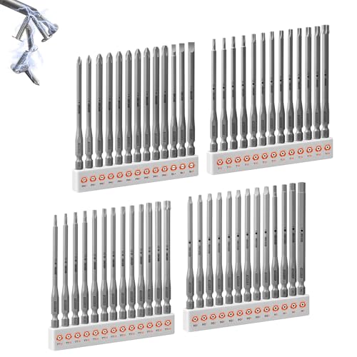 Geinxurn 52Pieces Fixedge Screwdriver Bit Set, 4Inches Magnetic Alloy Steel Phillips/Slotted/Square/Torx/Hex/Security Torx Insert Power Bits Tips with Storage Organizer for Home Repair - style: FXMX100-052
