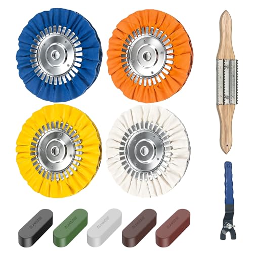 11PCS 6" Airway Buffing Wheels with Flange-Free One-Piece Hub | Flange-Free Installation | 5/8" Arbor Hole | 11mm Thickened Hub | Aluminum Polishing Kit | Mirror Finish | Angle Grinder - size: 6" Airway Buffing Wheels