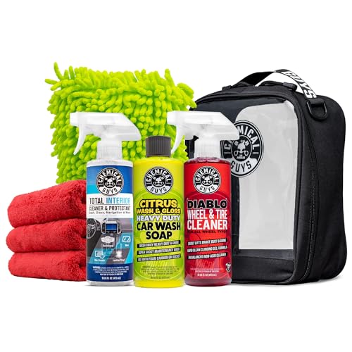 Chemical Guys, Car Wash & Interior Detailing Kit, Soap, Cleaner & Towels | Covers outside and inside in one box so a weekend driver can do a full detail without buying pieces separately - style: KIT + BAG