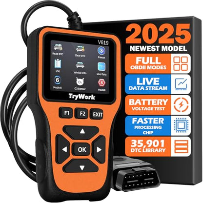 OBD2 Scanner Diagnostic Tool, Check Engine Code Reader with 35901 DTC Lookup, Mode 6 & 8, I/M Readiness for All OBDII Cars Since 1996 (Yellow) - color: Yellow