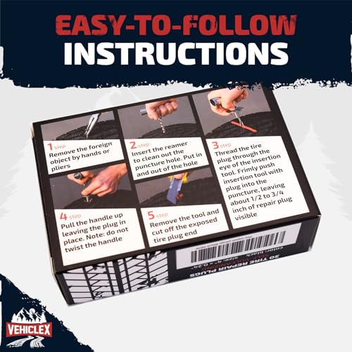 Vehiclex Flat Tire Repair Plugs - 30pcs Heavy Duty Plug and Patch Kit for Emergency Repairs - color: Brown, size: 30 pcs
