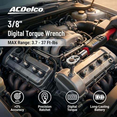 ACDelco ARM601-3 3/8” (3.7 to 37 ft-lbs.) Digital Torque Wrench with Buzzer and LED Flash Notification – ISO 6789 Standards with Certificate of Calibration