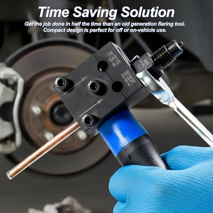 Brake Line Flaring Tool Kit, 3/16" 1/4" Double Flare Tool for Brake Lines, 45 Degree Aluminum Copper Tubing Flaring Tool, for Vehicle Brake Hydraulic Line Repair