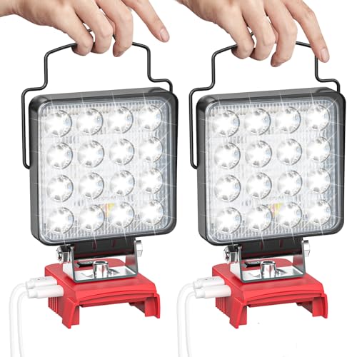 Ecarke 2PCS LED Work Light Compatible with Milwaukee 18V Battery, Upgrade 112W Cordless Work Lights 11200LM of Flashlight Battery Light with Low Voltage Protection & Type-C & USB-A Charger(Tool Only) - size: 112W 2PCS